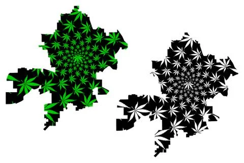 Fort Wayne city - map is designed cannabis leaf Stock Illustration