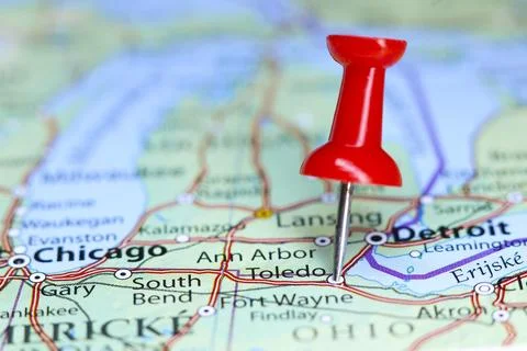 Fort Wayne, Ohio pin on map Stock Photos