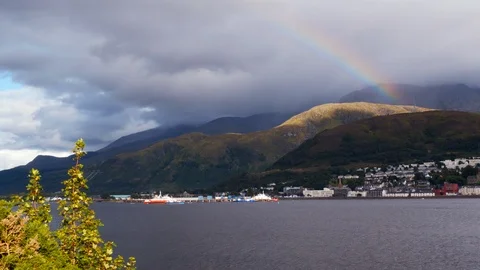 Fort Williams and the rainbow. Two shots! Stock Footage 97496598