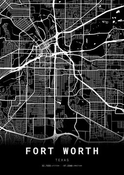 Fort Worth City Map Frame, Cartography Map Print, Street Layout Map Stock-Illustration