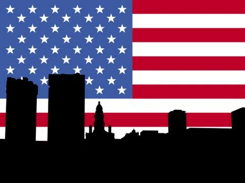 Fort worth with flag Stock Illustration