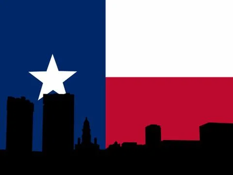 Fort worth with texan flag Stock Illustration