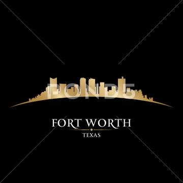 Fort worth texas city skyline silhouette black background: Royalty Free ...