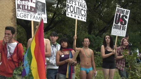 FORT WORTH, TX - 10/04/2009: Direct Activism Demonstration Against Gay Bashing Stock Footage 132298074