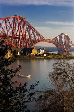 Forth bridge and raw boat Stock Photos