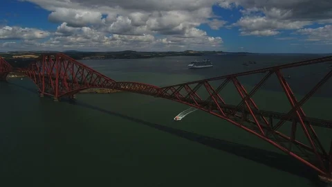 Forth Bridge Boat Under Stock Footage 97695817