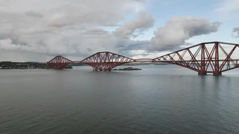 Forth Bridge from a drone, Queensferry Crossing, Forth Estuary, Scotland Stock-Footage 317462298