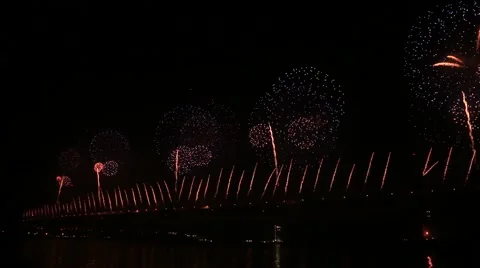 Forth bridge fireworks Stock Footage 41795886