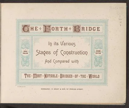 The Forth Bridge in its various stages of construction and compared with t... Stock Photos