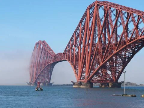 Forth Bridge over Firth of Forth in Edinburgh Forth Bridge, cantilever rai... Stock Photos
