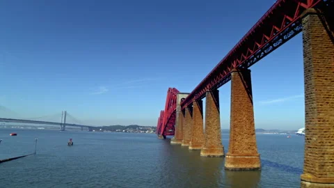 Forth Bridge spanning the Firth of Forth in Scotland Video stock 336791746