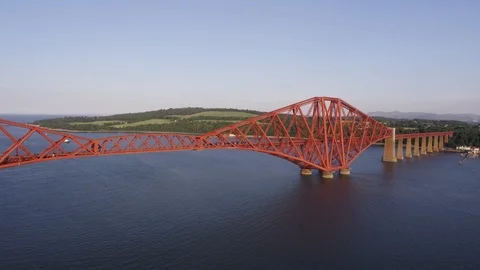 Forth Bridge With Train Crossing North Stock Footage 99998584