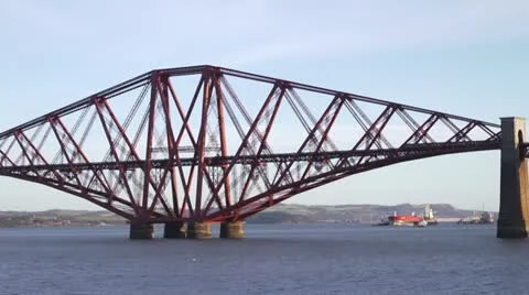 Forth Bridge - wide pan with train Stock Footage 21896278