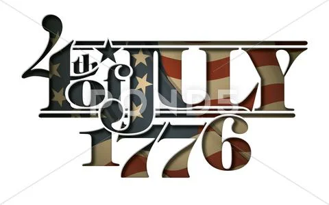 Forth of july 1776 lettering cut-out Stock Illustration