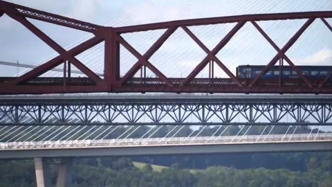 Forth Rail Bridege With Training Crossing Stock Footage 251716190
