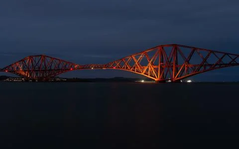 The Forth Rail Bridge at dusk over Firth of Forth, Edinburgh, Scotland, UK Stock Photos