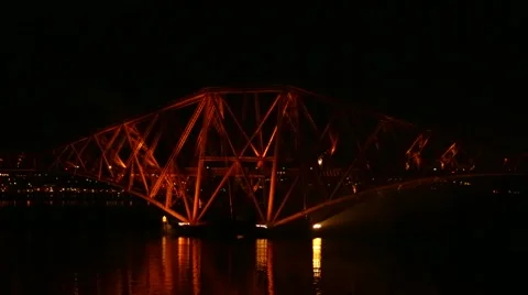 FORTH RAIL BRIDGE AT NIGHT Stock Footage 44445324
