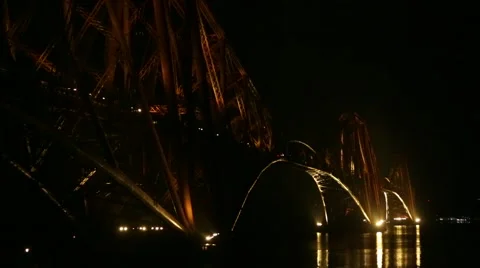 FORTH RAIL BRIDGE AT NIGHT Stock Footage 44445336