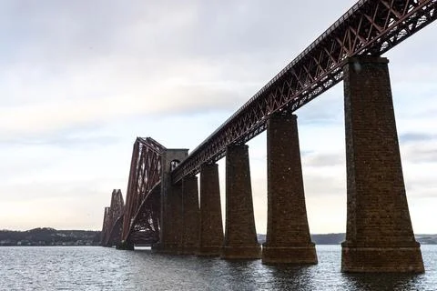 Forth Rail Bridge with Stone Piers and Water Stock Photos