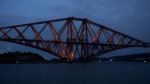 Forth railway bridge at night Stock Footage 69839337