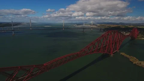 Forth Railway Bridge Pull Away Stock Footage 97695721