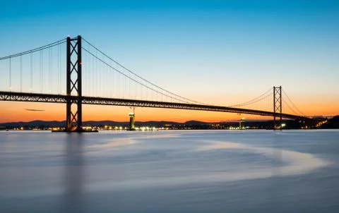 The Forth road bridge after sunset Stock Photos