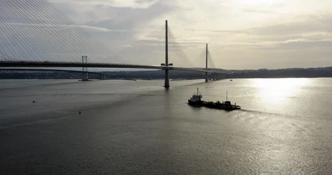 Forth Road Bridge Boat Tracking Shot 2019 Stock Footage 103969143