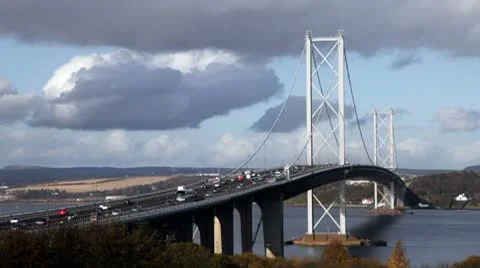 The Forth Road Bridge near Edinburgh, Scotland Video stock 8969160