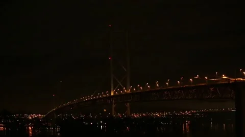 FORTH ROAD BRIDGE AT NIGHT Stock Footage 44445326