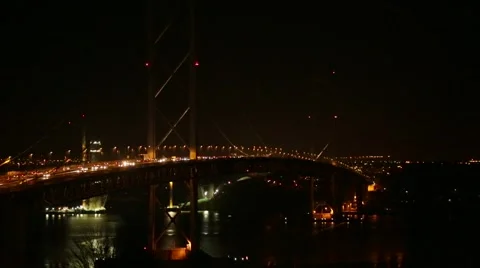 FORTH ROAD BRIDGE AT NIGHT Stock Footage 44445347