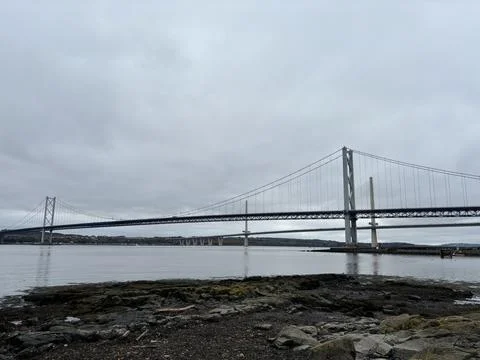 Forth Road Bridge over the River Forth in Scotland Stock Photos