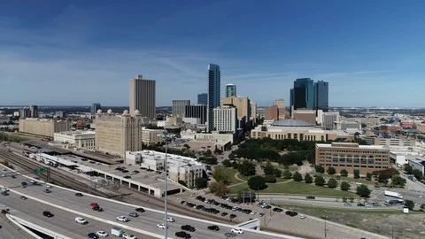 Forth Worth Downtown Aerial 227 库存影片 97996399
