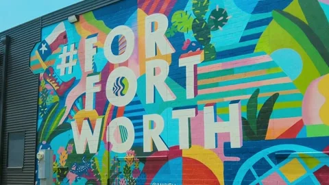 Forth Worth Mural On a Building Stock Footage 242947262