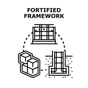 Fortified framework building construction concept with foundational elements イラスト素材