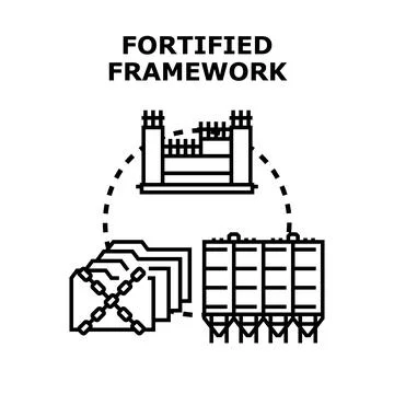 Fortified framework protecting secure data infrastructure system Stock Illustration