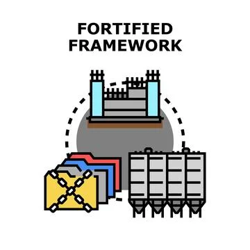 Fortified framework protecting secure data infrastructure system Stock Illustration