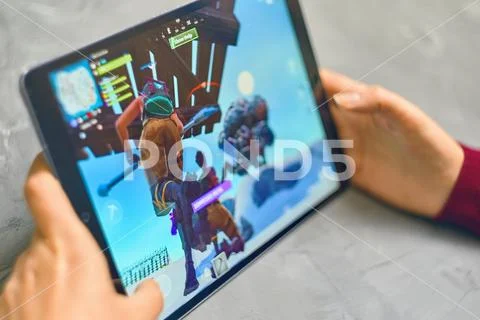 Fortnite Gameplay on ipad Stock Photos