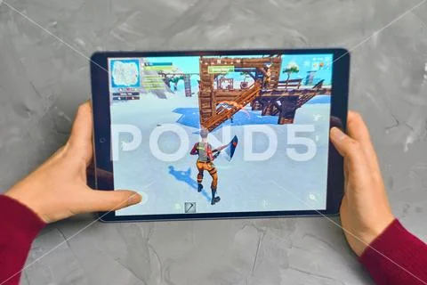 Fortnite Gameplay on ipad Stock Photos