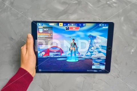 Fortnite Gameplay on ipad Stock Photos