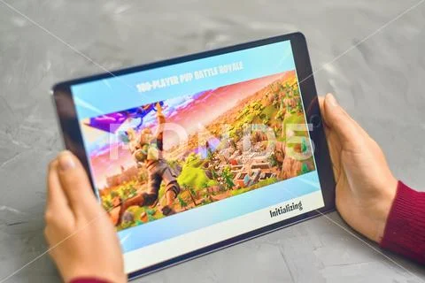 Fortnite Gameplay on ipad Stock Photos