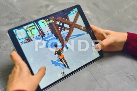 Fortnite Gameplay on ipad Stock Photos