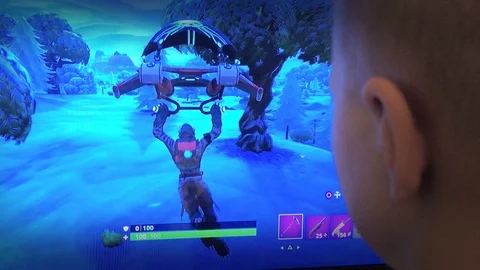 Fortnite Video Game Playing. Stock Footage
