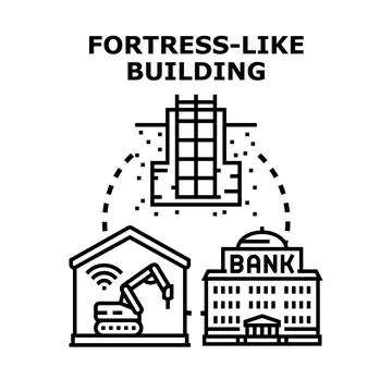 Fortress like building concept for security and protection Ilustración de archivo