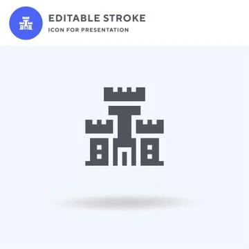 Fortress icon vector, filled flat sign, solid pictogram isolated on white, logo Stock Illustration