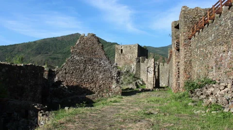 Fortress inside. Clouds. Timelapse. Maglic. Serbia Stock Footage 41336023
