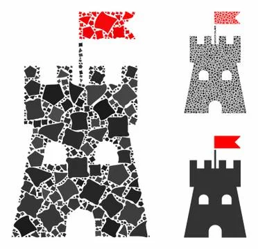 Fortress tower Mosaic Icon of Bumpy Pieces Stock Illustration