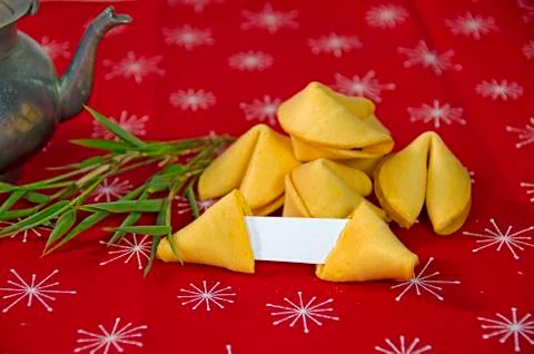 Fortune cookie with bamboo Stock Photos