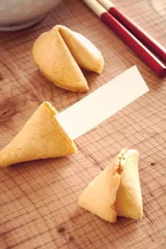 Fortune Cookie with Blank Message Stock Photos