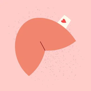 Fortune cookie doodle vector sticker for Valentine's Day. Illustrazione stock