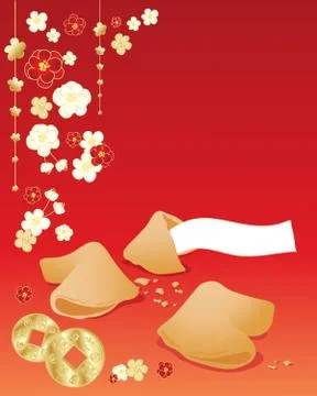 Fortune cookie greeting Stock Illustration